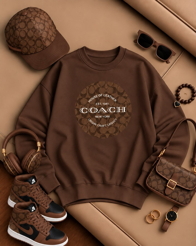 بلوز دورس زنانه توکرکی یقه گرد طرح Coach کد 80762