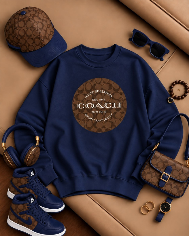 بلوز دورس زنانه توکرکی یقه گرد طرح Coach کد 80762
