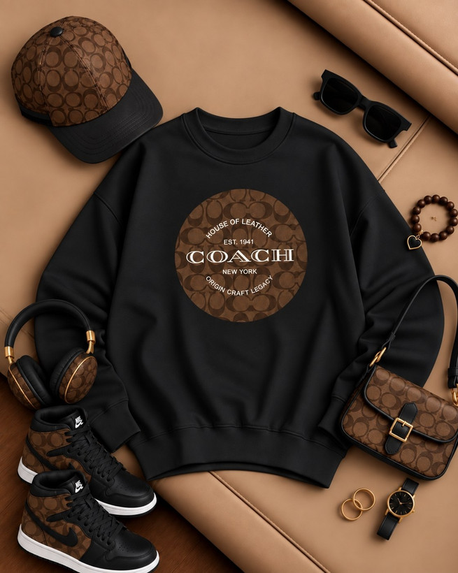 بلوز دورس زنانه توکرکی یقه گرد طرح Coach کد 80762
