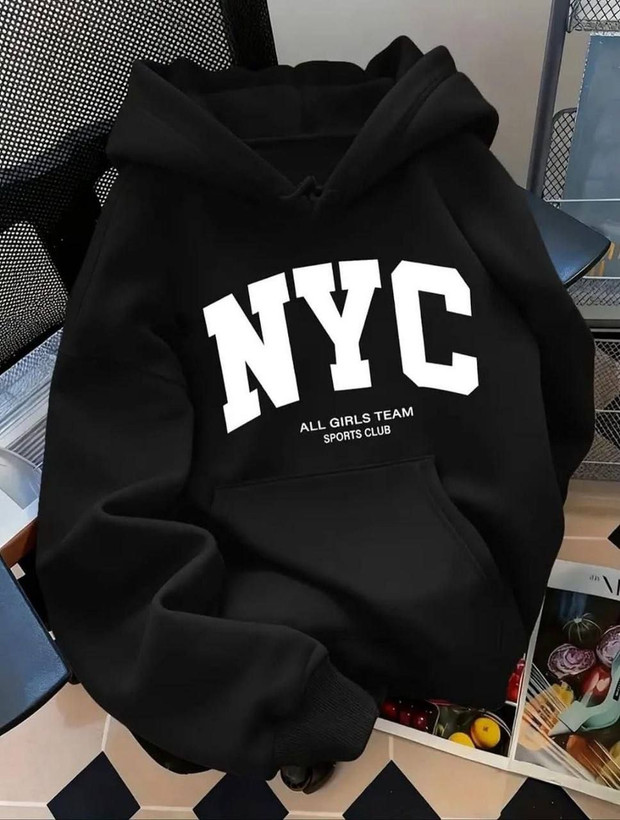 هودی یونیسکس طرح NYC با آستر کرکی و قواره آزاد مزون