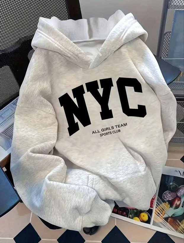 هودی یونیسکس طرح NYC با آستر کرکی و قواره آزاد مزون